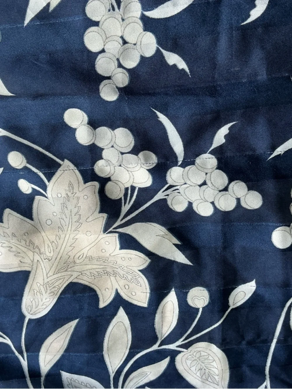Floral Square Scarf in Navy and Ivory